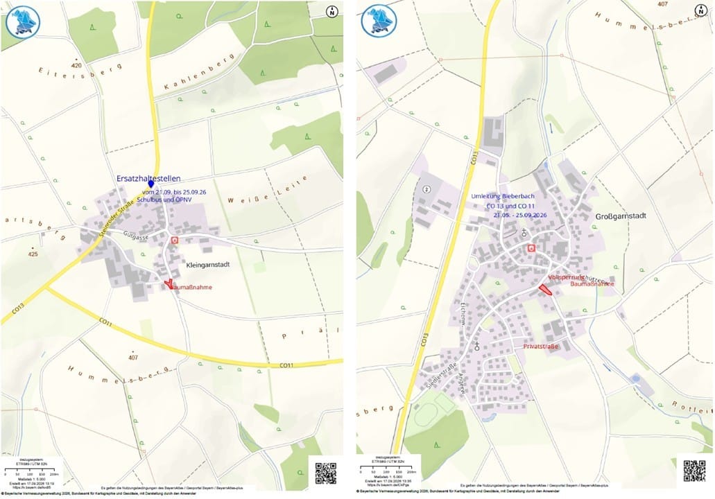 Straßenreparaturen in Klein- und Großgarnstadt ab 21.9.2026
