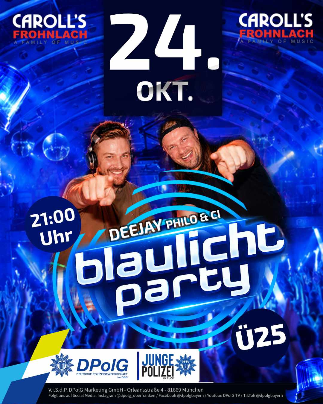 Blaulichtparty im Caroll's